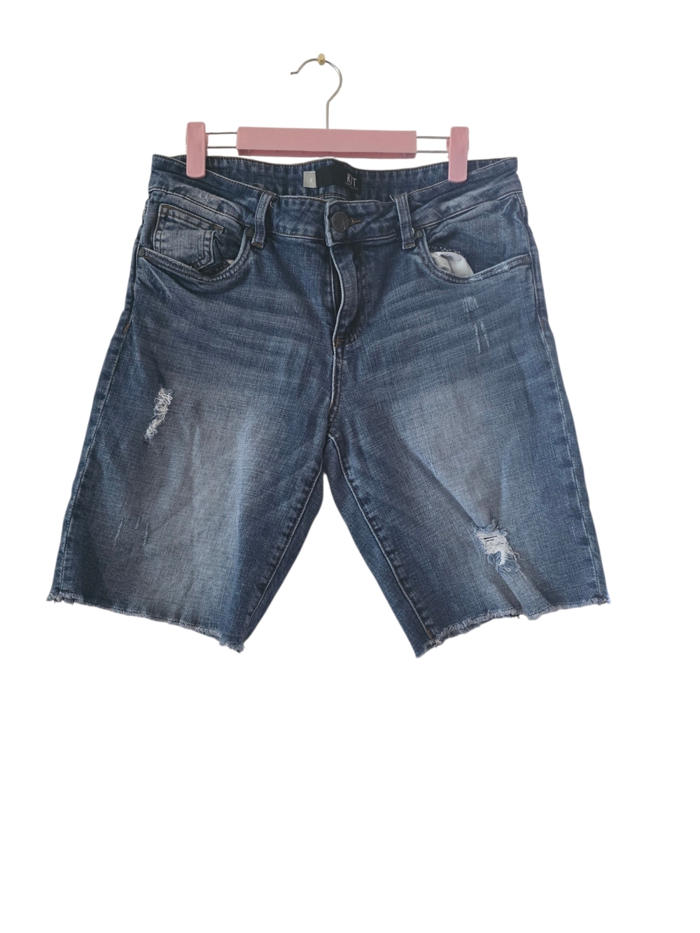 Kut from the Kloth Distressed Blue Denim Bermudas